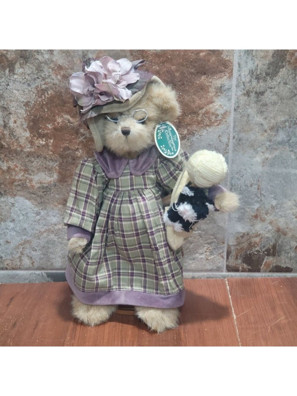 Bearington Collection Mrs Knitter and Pearl Teddy Bear Plush Cat 1081 Retired